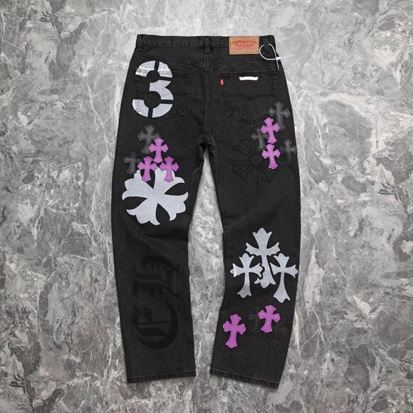 Chrome Heart Leather Patch Jeans - Picture 2 of 11
